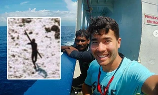 John Allen Chau (ảnh lớn) và bộ lạc người Sentinel (ảnh nhỏ).