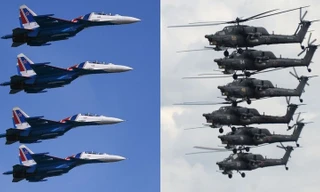 Đội Hiệp sĩ Nga (trái) và đội Đại bàng vàng (phải). Ảnh: Sputnik