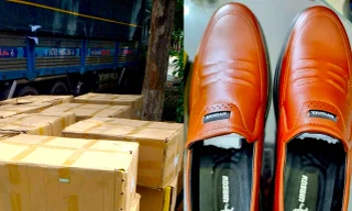 Phát hiện ô tô tải chở hàng nghìn đôi giày không rõ nguồn gốc ở Kon Tum
