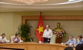 Tổ công tác của Thủ tướng Chính phủ làm việc với các bộ, ngành về cắt giảm điều kiện kinh doanh Ảnh: N.B