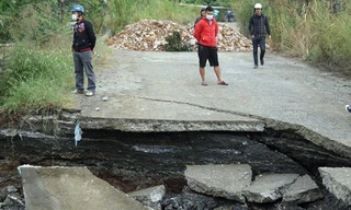 Cận cảnh khu vực sụt lún ở huyện Thủy Nguyên, thành phố Hải Phòng 