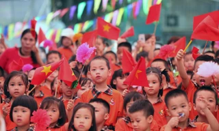 Học sinh trường Tiểu học Thanh Xuân Bắc - Hà Nội dự khai giảng năm học mới 2018 - 2019. Ảnh: Nhật Minh