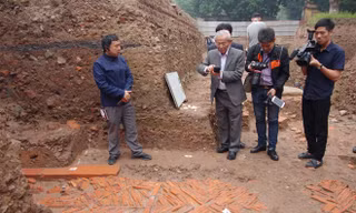 Dấu tích kiến trúc nhà Trần ở Hoàng thành Thăng Long Ảnh: Nguyên Khánh 