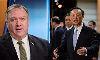 Ngoại trưởng Mỹ Mike Pompeo (trái) và ông Dương Khiết Trì Ảnh: Reuters 