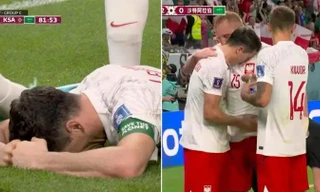 Giải hạn tại World Cup, Lewandowski úp mặt xuống sân khóc nức nở