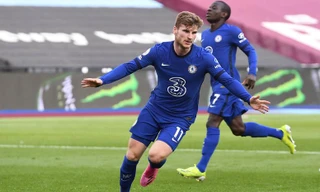 Werner ăn mừng bàn thắng duy nhất của trận đấu