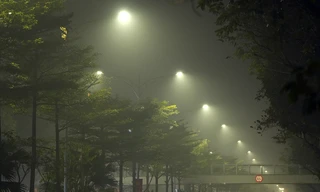 Không khí về đêm ở Hà Nội mù mịt trong lớp sương dày đặc, mờ ảo như Sapa