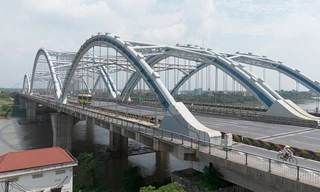 Mục sở thị cây cầu vòm thép nối liền huyện Đông Anh với quận Long Biên