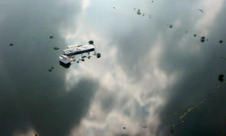 Toàn cảnh vùng trũng ngập huyện Chương Mỹ nhìn từ trên cao