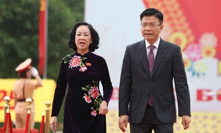 Ủy viên Bộ Chính trị, Bí thư Trung ương Đảng, Trưởng ban Dân vận Trung ương Trương Thị Mai và Bộ trưởng Bộ Tư pháp Lê Thành Long đến dự đại hội.