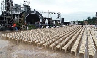 Sân khấu đêm Chung khảo phía Bắc trước giờ G nhìn từ flycam