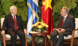 Tổng Bí thư Nguyễn Phú Trọng hội đàm với Bí thư Thứ nhất Đảng Cộng sản Cuba, Chủ tịch HĐNN và HĐBT Cuba Raul Castro Ruz (La Habana, 29/3/2018)Ảnh: Trí Dũng - TTXVN