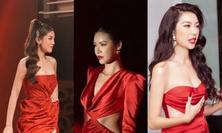 Hoa hậu Kỳ Duyên, Á hậu Thúy Vân, siêu mẫu Minh Tú đọ dáng với tông đỏ rực