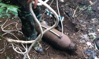Phát hiện quả bom 115kg còn nguyên ngòi nổ ở Trà Vinh