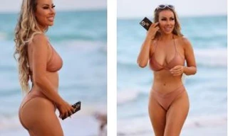 Hoa hậu Lisa Opie khoe dáng cực nóng bỏng với bikini ở biển