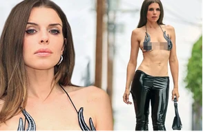 Julia Fox mặc áo bikini bé xíu lộ gần hết thân trên xuống phố