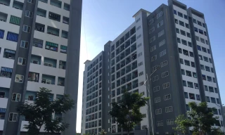 Hai dãy chung cư E1 và E2 của dự án khu chung cư nhà ở xã hội khu công nghiệp Hòa Khánh có tổng mức đầu tư 1.000 tỷ đồng. 