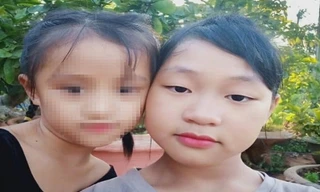 Cháu L.K.Q.N (phải) mất tích chưa tìm thấy. Ảnh: Gia đình cung cấp