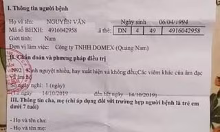 Giấy chứng nhận nghỉ việc hưởng bảo hiểm xã hội của anh V. với chẩn đoán bệnh của nữ giới. 