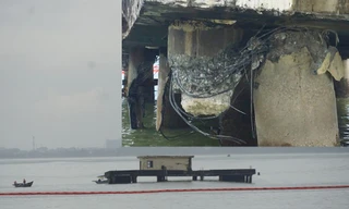 Ứng trực tại vị trí xảy ra sự cố đề phòng tràn dầu. 