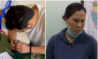 Nguyễn Thanh Tùng và Lương Thị Diễm Trang tại cơ quan Công an. Ảnh: C.A