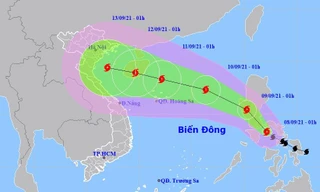 Dự báo đường đi và vùng ảnh hưởng của bão Côn Sơn. Đồ họa: Trung tâm Dự báo Khí tượng Thủy văn Quốc gia.