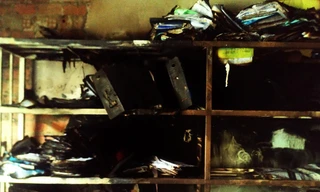 Hiện trường vụ hỏa hoạn tại Phòng Kinh tế-Hạ tầng UBND huyện Krông Pắk