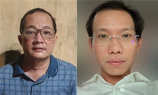 Ông Nguyễn Minh Quân (trái) và ông Nguyễn Văn Lợi tại Cơ quan điều tra.