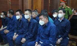 Các bị cáo tại phiên tòa.