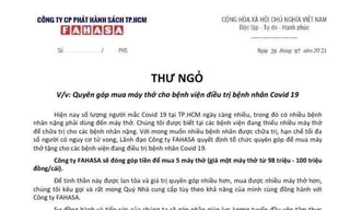 Công ty Fahasa quyên góp mua máy thở cho bệnh viện điều trị bệnh nhân COVID-19