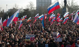 Những người ủng hộ Nga biểu tình ở thành phố Sevastopol tháng trước