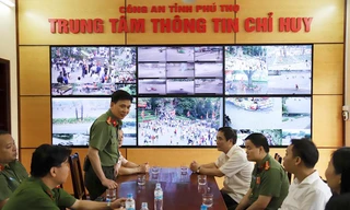 Lãnh đạo tỉnh Phú Thọ đã đi kiểm tra, động viên CBCS lực lượng Công an tại Trung tâm Chỉ huy Công an tỉnh tại Khu di tích lịch sử Đền Hùng.