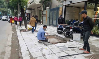 Vỉa hè lát đá tự nhiên tiền tỷ “uốn lượn mềm mại” 