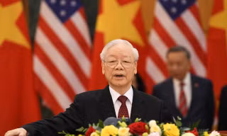 Tổng Bí thư Nguyễn Phú Trọng và Tổng thống Mỹ Joe Biden trong cuộc họp báo ngày 10/9. (Ảnh: Như Ý)