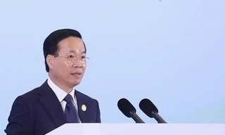 Chủ tịch nước Võ Văn Thưởng phát biểu tại diễn đàn ngày 18/10. (Ảnh: TTXVN)