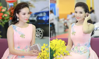Hoa hậu Kỳ Duyên kiêu kỳ với váy hồng pastel