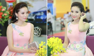 Hoa hậu Kỳ Duyên kiêu kỳ với váy hồng pastel