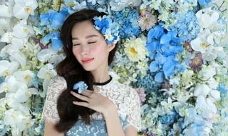 Hoa hậu Thu Thảo xinh đẹp với váy kết hàng trăm hoa lan