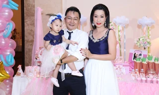 Vợ chồng Á hậu Trịnh Kim Chi mở tiệc thôi nôi cho con gái