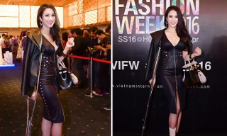 Diệp Lâm Anh diện đồ sexy, chống nạng đi sự kiện