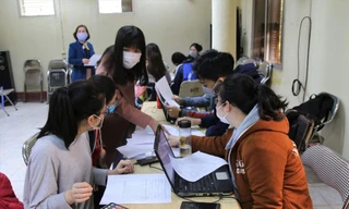  Đội truy vết F0 đang làm nhiệm vụ. Ảnh: H.T 