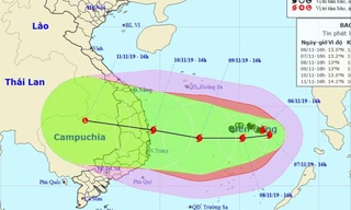 Đường di chuyển của bão số 6 (Trung tâm Dự báo Khí tượng Thủy văn Quốc gia) 