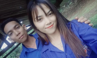 Đôi bạn Điểu Nhon - Thị Ly trong màu áo xanh tình nguyệnẢnh: NVCC 