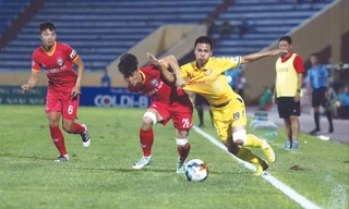 Nam Định chỉ giành được 1 điểm khi tiếp Becamex Bình Dương trên sân nhà Thiên Trường Ảnh: HL 