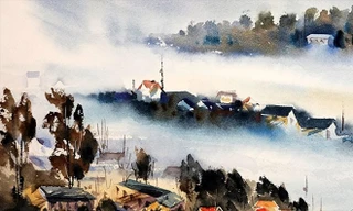 Một bức tranh Phố bên Đồi trưng bày trong triển lãm lần đầu tiên 