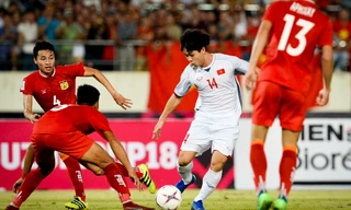 Công Phượng giúp ĐTVN sớm vươn lên dẫn trước với bàn mở tỷ số ngay phút thứ 11. Ảnh: VSI 