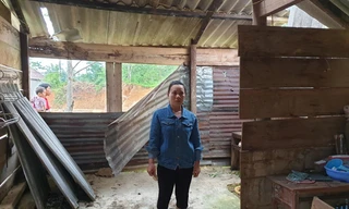 Chị Đinh Thị Thanh Đào nạn nhân của ông Lê Cảnh Hoa hiện đang phải ở nhờ nhà của bố mẹ đẻ