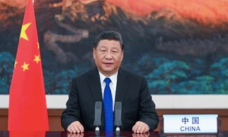 Chủ tịch Trung Quốc Tập Cận Bình có bài phát biểu trực tuyến tại hội nghị của Hội đồng Y tế thế giới ngày 18/5. Ảnh: Xinhua