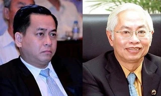 Bị can Phan Văn Anh Vũ ( Vũ “ nhôm”) và Trần Phương Bình- nguyên Tổng Giám đốc DongA Bank