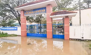 Hơn 3.000 học sinh ở Bình Định nghỉ học do trường ngập nước